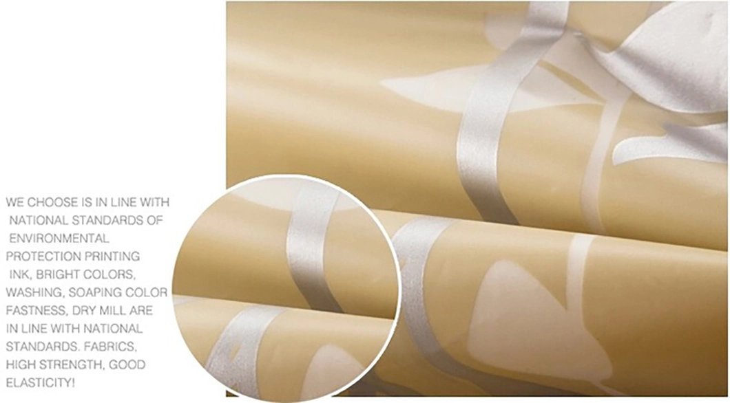 PEVA Plastic Waterproof Mildew Shower Curtain Golden Sunshade Shower Curtain