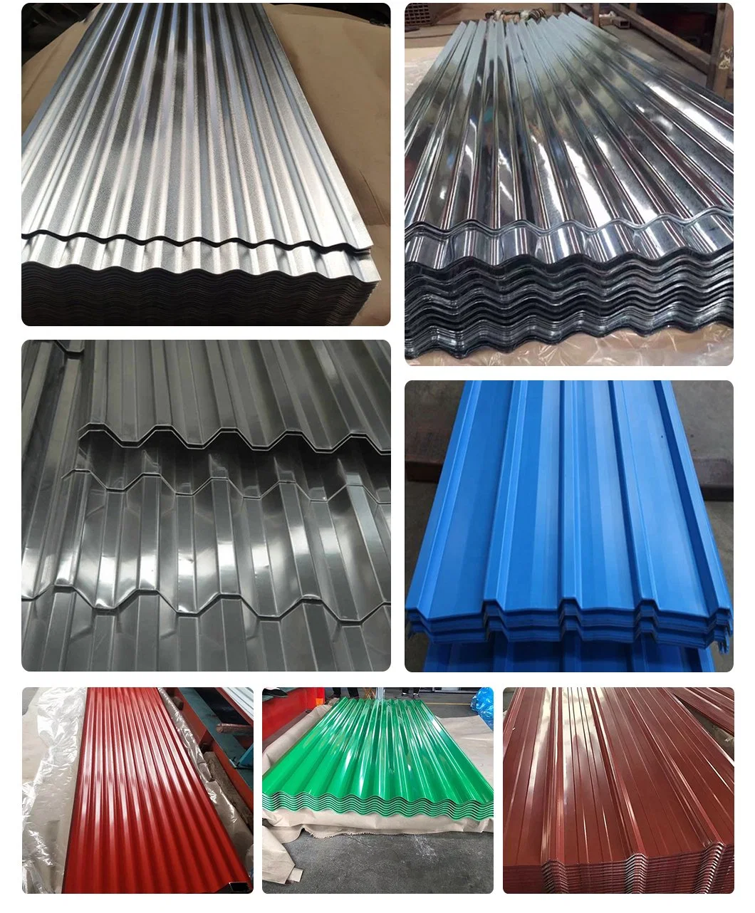 Building Material PVC Film 40g/50g/60g/80g/100g/105g/115g/120g/130g/135g Galvanized Galvalume Steel Corrugated Steel Sheet for Roofing Sheet