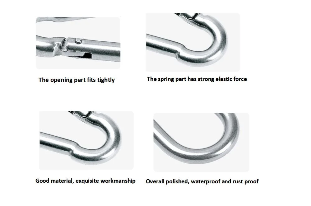 Zinc Plated Spring Loaded Snap Hook to Connect Rope Tracks /Cable and Hook Straps to Tracks