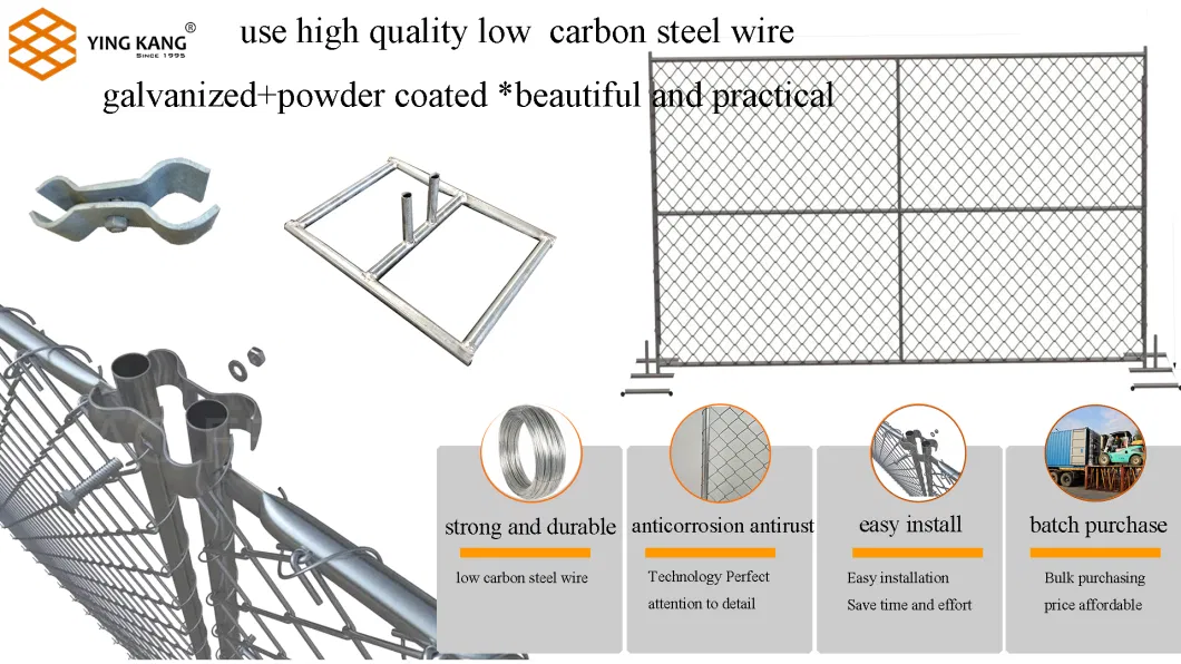 6FT X 8FT Galvanized Chain Link Temporary Fence Remove Fence Garden Fence Wire Mesh Fence Outdoor Fence