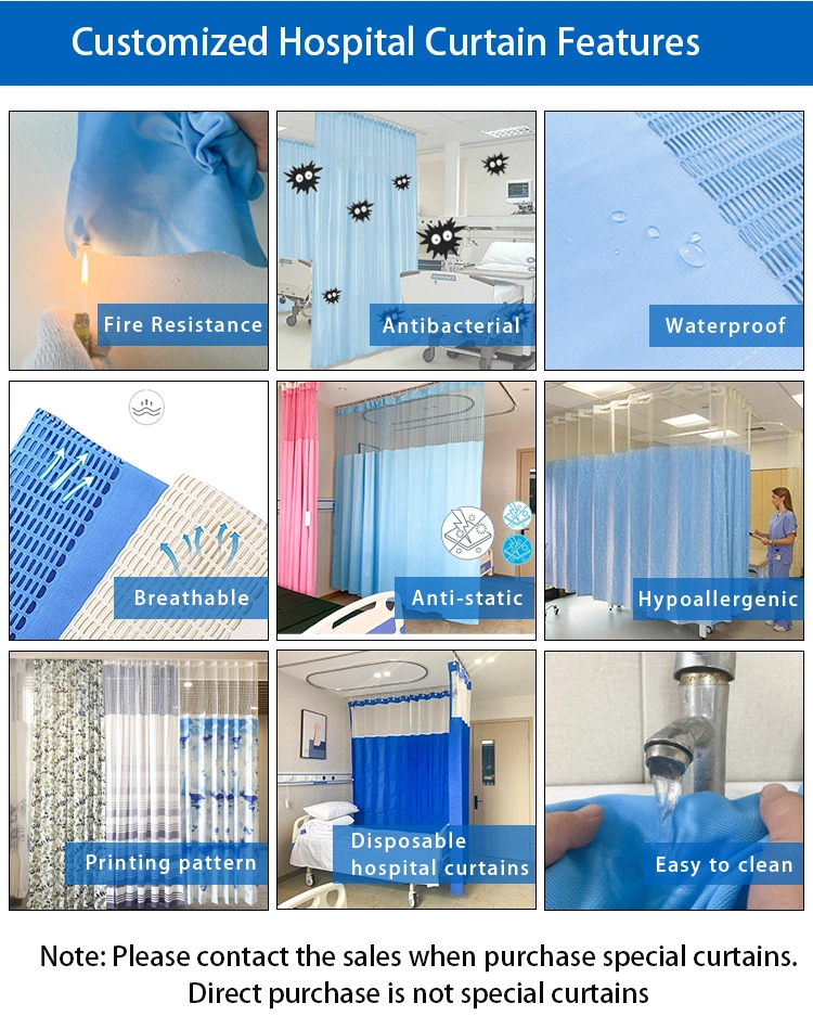 Cubicle Ward Hospital Curtain, Flame Retardant Partition Bacteriostatic Medical Curtain