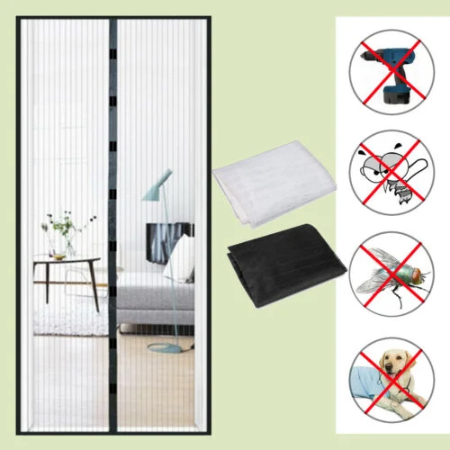 Magnetic Fly Insect Screen Door Screen Mesh Curtain Fits Door up to