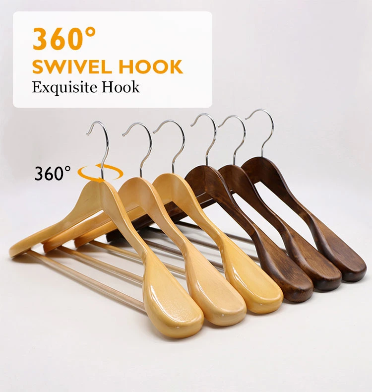 Wholesale Suit Clothes Store Black Multi Color Inspring Wooden Hanger High Grade Wide Shoulder Hotel Cedar Wood Hanger