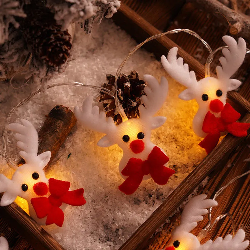 Atmosphere Decorations LED String Lights Plush Snowman Santa Claus Elk Christmas Tree Pendant