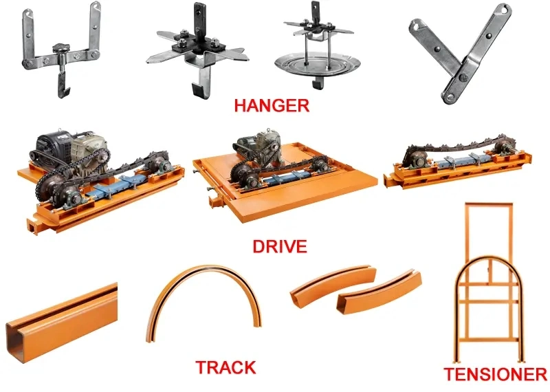 Flexible Paint Line Overhead Hanging Conveyor Chain Stainless Steel Track for Car Painting Line