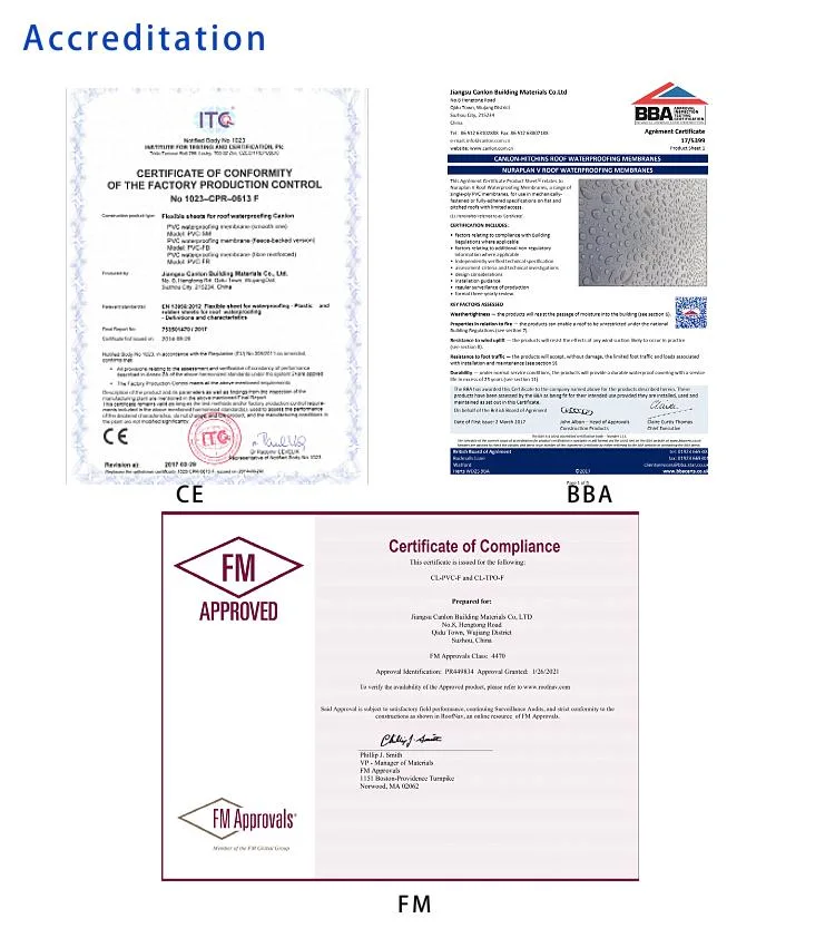 PVC Waterproofing Membrane Sheet Roll CE/Bba/FM Certified