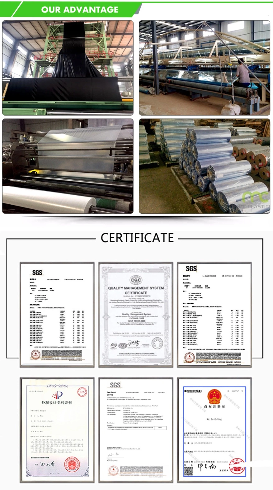 PVC/Vinyl Soft Transparent/Clear Flexible Sheet for Covering /Protection/Stationery/Packaging /Printing