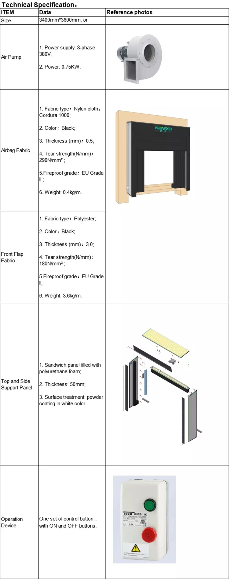 PVC Curtain Inflatable Dock Seal for Warehouse Loading Bay