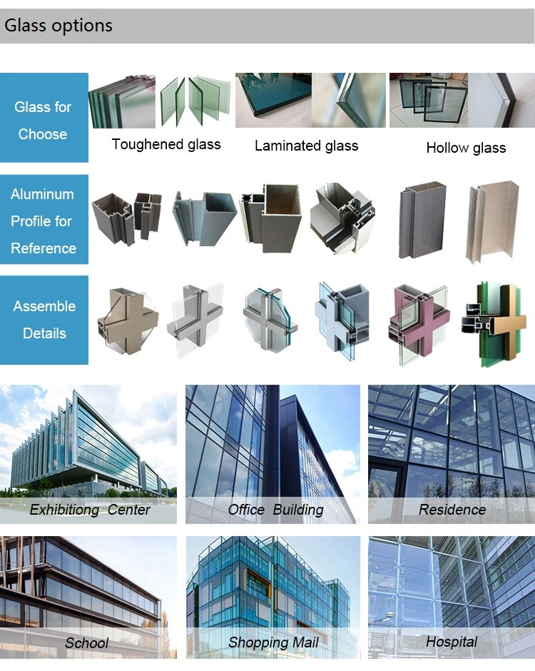 Exterior Position Aluminium Profile Waterproof Glass Wall, Good Design Window Wall