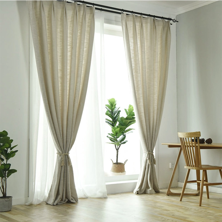 Manufacturers Wholesale Solid Color Coarse Hemp Sand Release Hotel Engineering Bedroom Curtain Fabric Wholesale