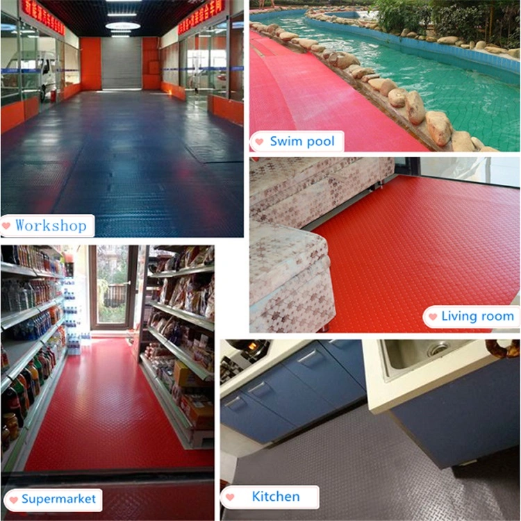 Diamond Plate Metallic Flooring PVC Plastic Rubber Floor Rolls for Sale