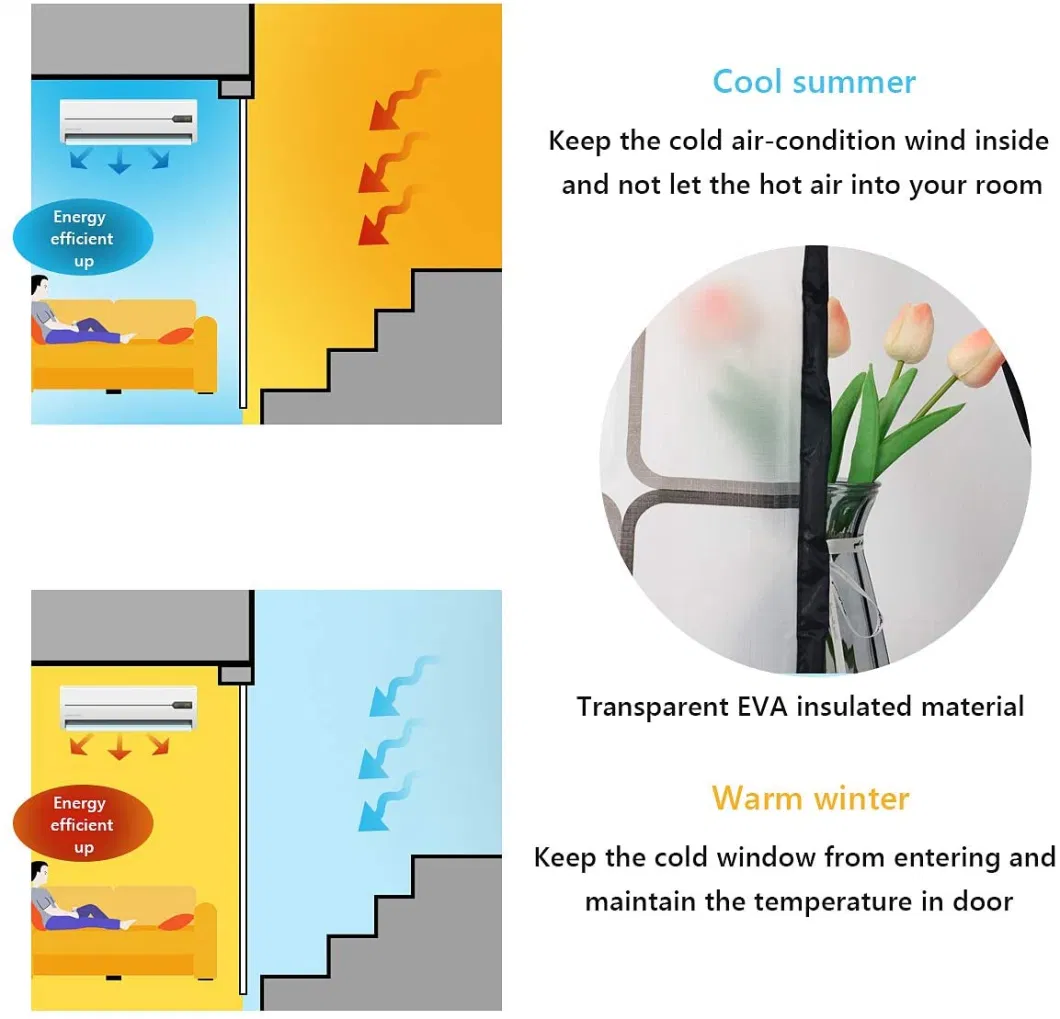 Hot Sales Premium EVA Magnetic Mesh Screen Door Winter Insulated Thermal Door Curtain