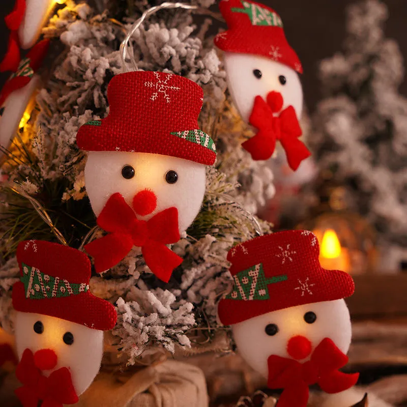 Atmosphere Decorations LED String Lights Plush Snowman Santa Claus Elk Christmas Tree Pendant