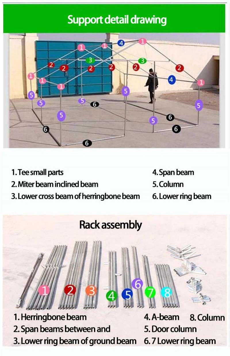 China Emergency Tents Military Style Good Air Permeability Big Space Anti-Tear High Quality Novel Structure 28 Person Tents Solid Colours Tent