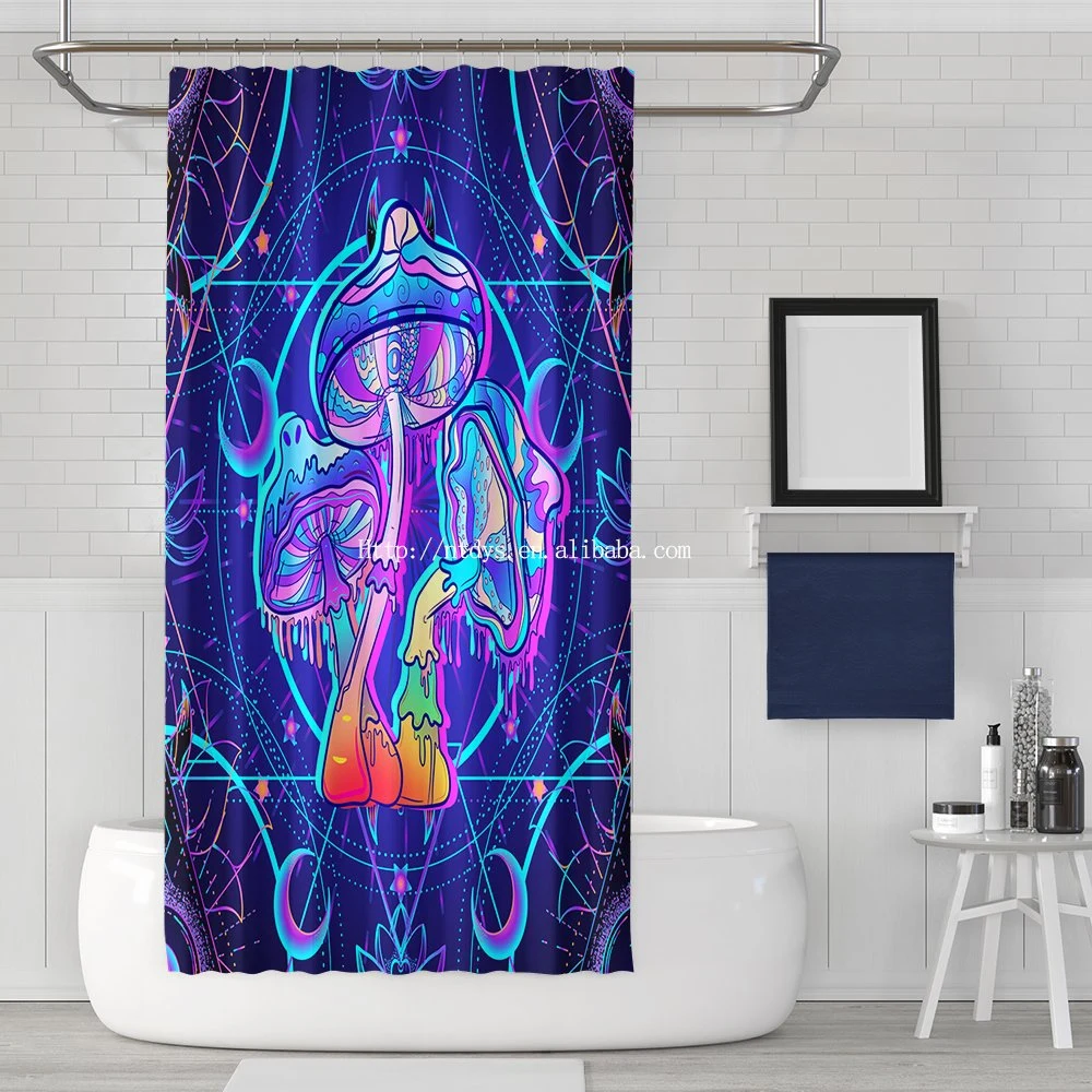 Mushroom 3D Printed Shower Curtain Modern Customized Plastic Shower Curtain