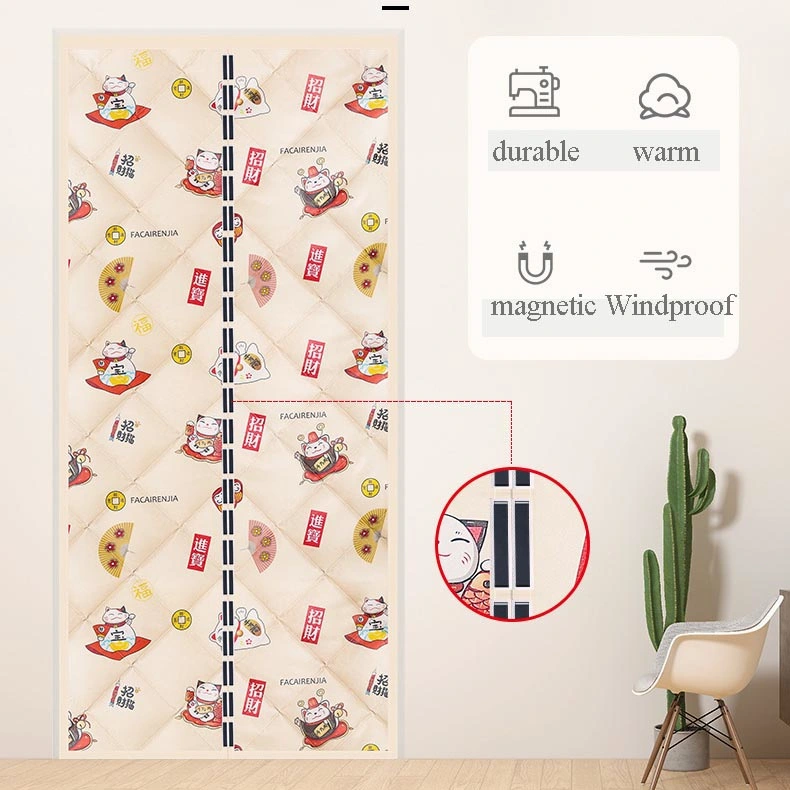 Ebay Hot Sells Silk Cotton Padded Door Curtain to Bear or Endure Dirty Waterproof PU Magnetic Thermal Insulated Door Curtain