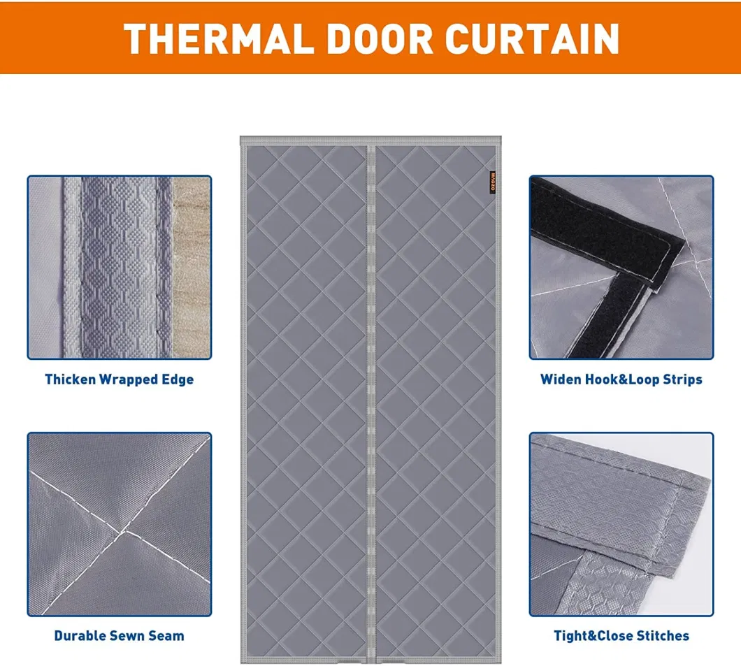 Magnetic Thermal Insulated Door Curtain Cotton Padded Door Curtain