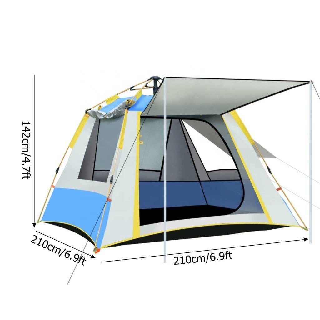 Automatic Camping Tent 3-4 Person Outdoor Waterproof Travel Customized Item Fabric Double Layers Hiking Color Fast Popup