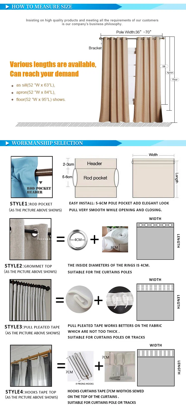 New Style High Shading Ready Made Custom Window Curtains, Blackout Window Curtains for The Living Room