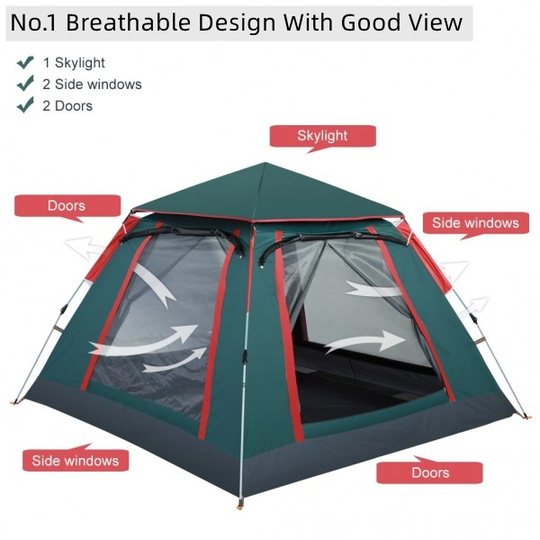 Automatic Camping Tent 3-4 Person Outdoor Waterproof Travel Customized Item Fabric Double Layers Hiking Color Fast Popup