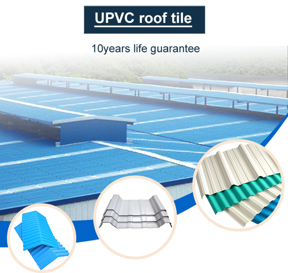 Building Material Lightweight Plastic Panel Heat Insulation Trapezoidal UPVC Tile Corrugated PVC Roofing/Roof Sheet