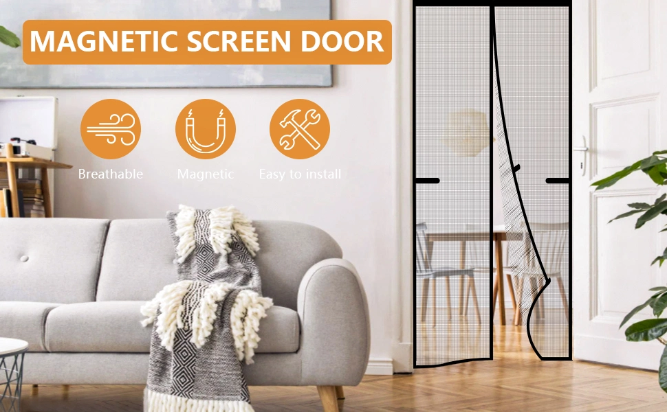 Magnetic Soft Polyester Screen Door Anti Mosquito Insect Screen Curtain for Door