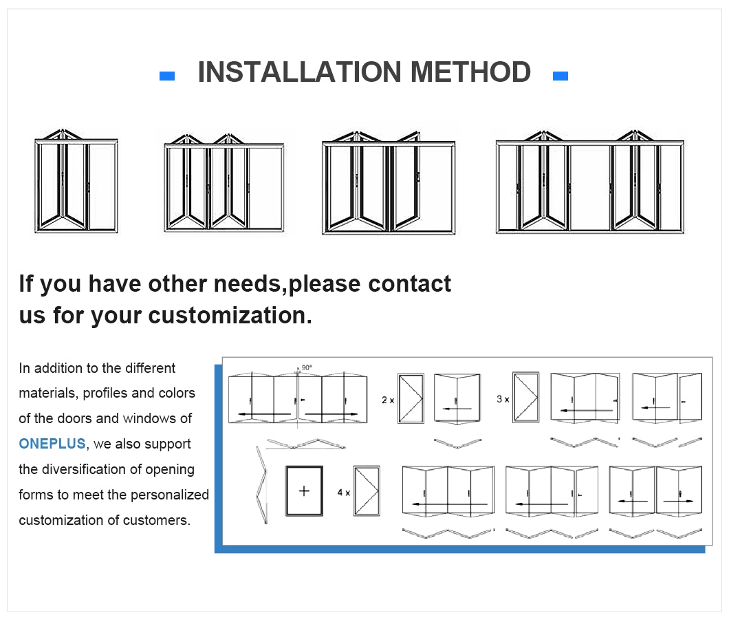 New Modern Aluminium with Mesh Screen Security and Ventilation Aluminum Folding Door