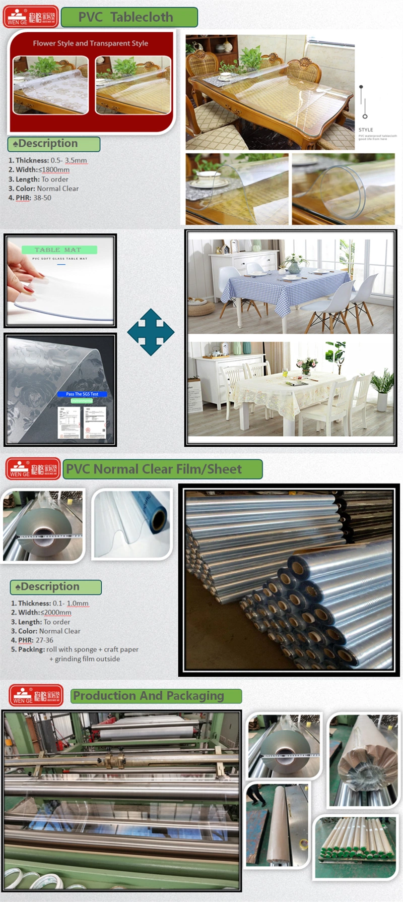 Door Curtain PVC Film Super Clear Soft Transparent PVC Film in Rolls 0.15mm