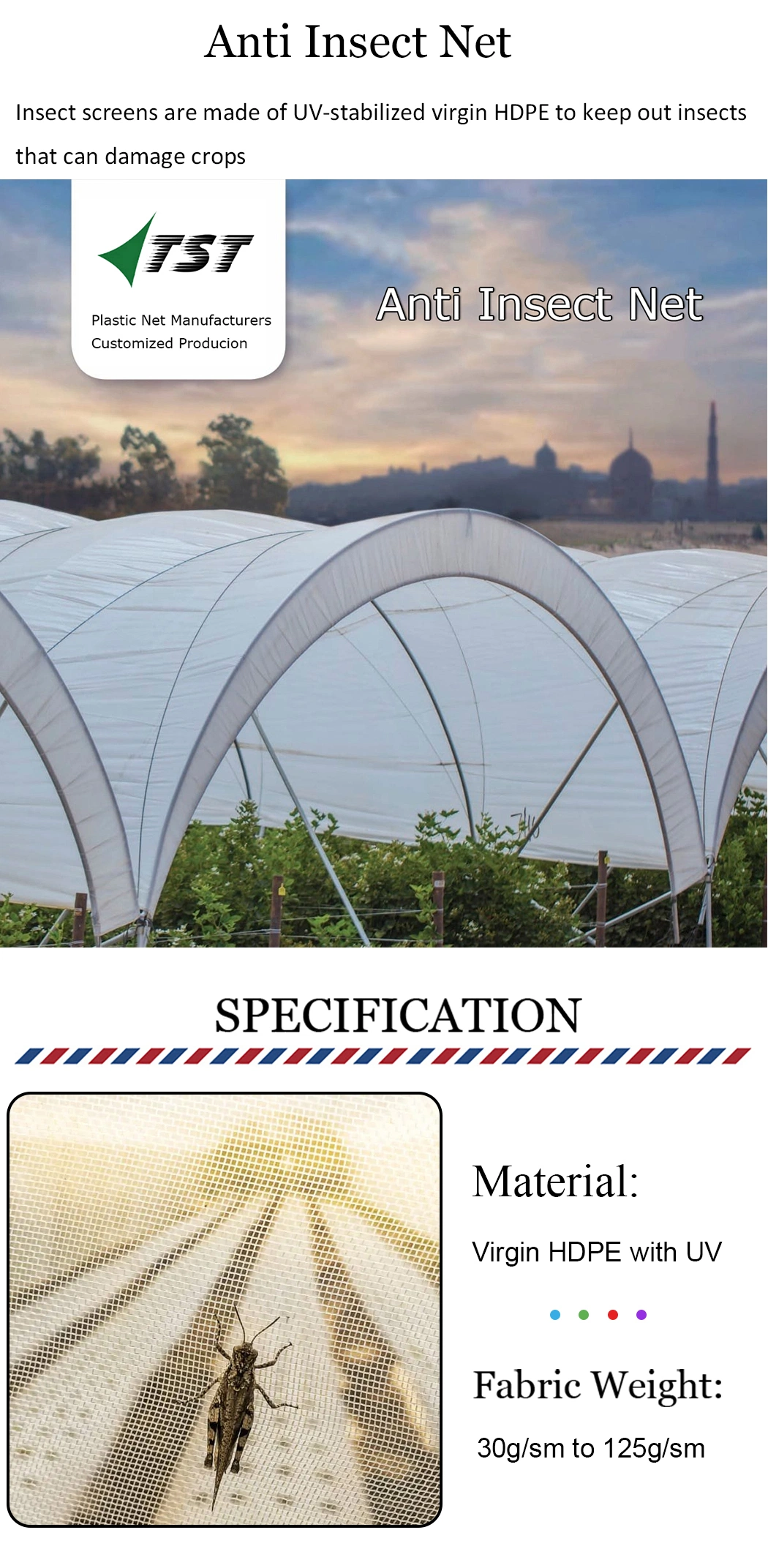 Outdoor Agriculture Greenhouse Mosquito Net Window Flying Curtain Anti Insect