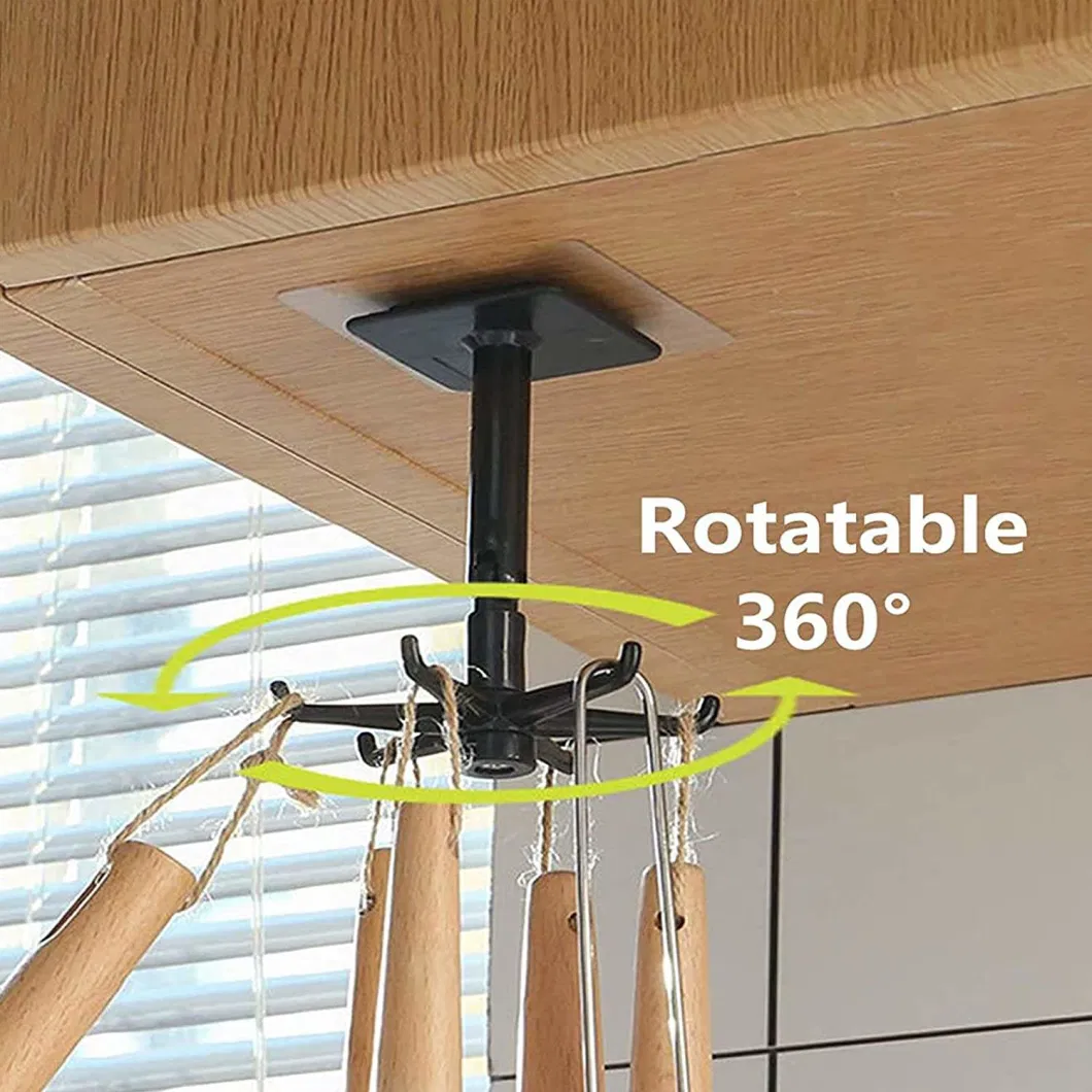 Rotate 6 Kitchen Cutlery Hooks 360 Degree Rotary Hanger Storage Rotating Hooks