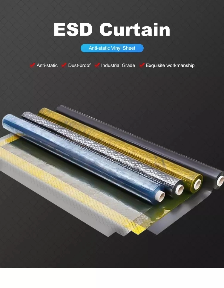 Clean Room ESD PVC Grid Curtain Anit-Static Grid Curtain 1.37m*30m*0.3mm Transparent Antistatic Curtain