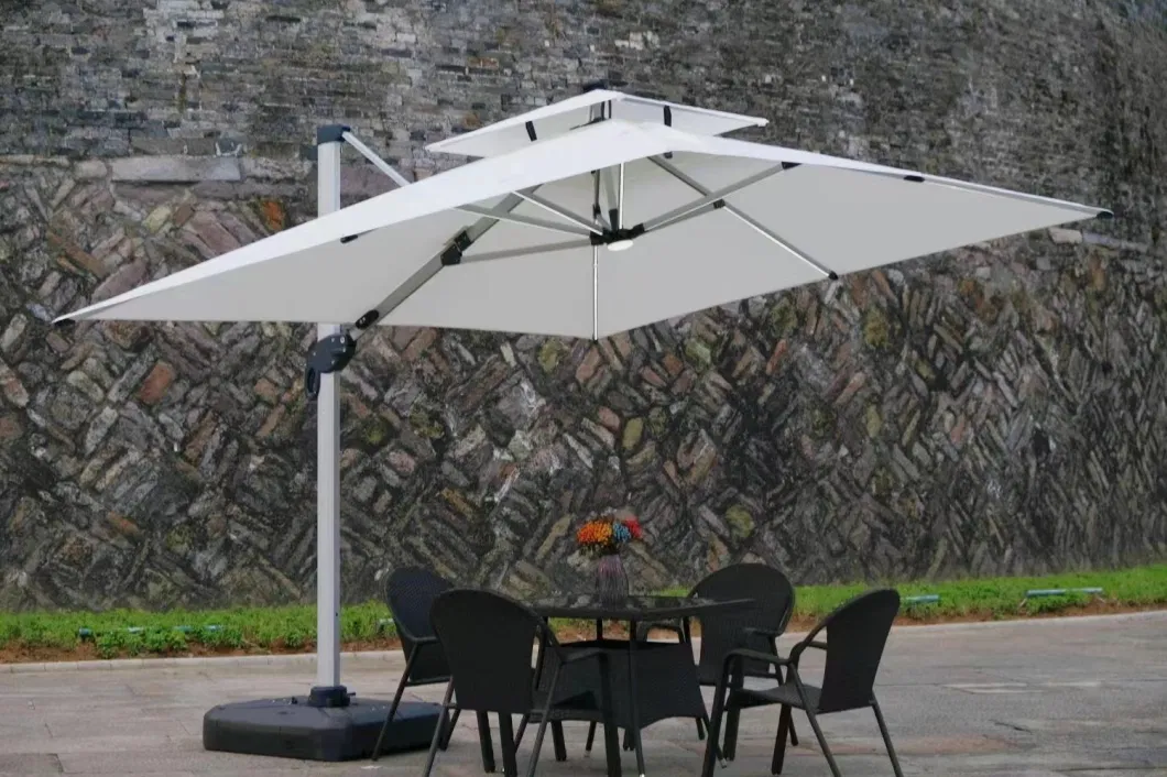 3.5mx3.5m Outdoor Street Resort Cantilever LED Umbrella Patio Aluminum Qualified Parasols Manufacturer