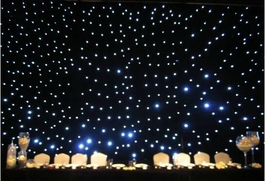 Hot Sales Party Wedding Double Decker Fireproof Velvet LED Star Curtain