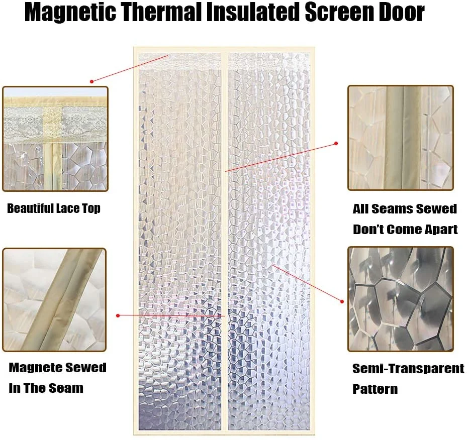 Magnetic Screen Doors Insulated Thermal Door Curtain 90*210cm Anti Mosquito Window Curtains