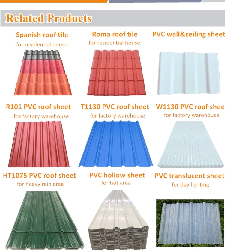 Insulation Resistance Spanish PVC Roof Tile Prices ASA UPVC Plastic Roofing Sheet for House