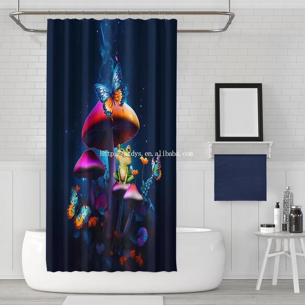 Mushroom 3D Printed Shower Curtain Modern Customized Plastic Shower Curtain