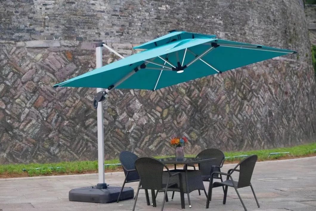 3.5mx3.5m Outdoor Street Resort Cantilever LED Umbrella Patio Aluminum Qualified Parasols Manufacturer