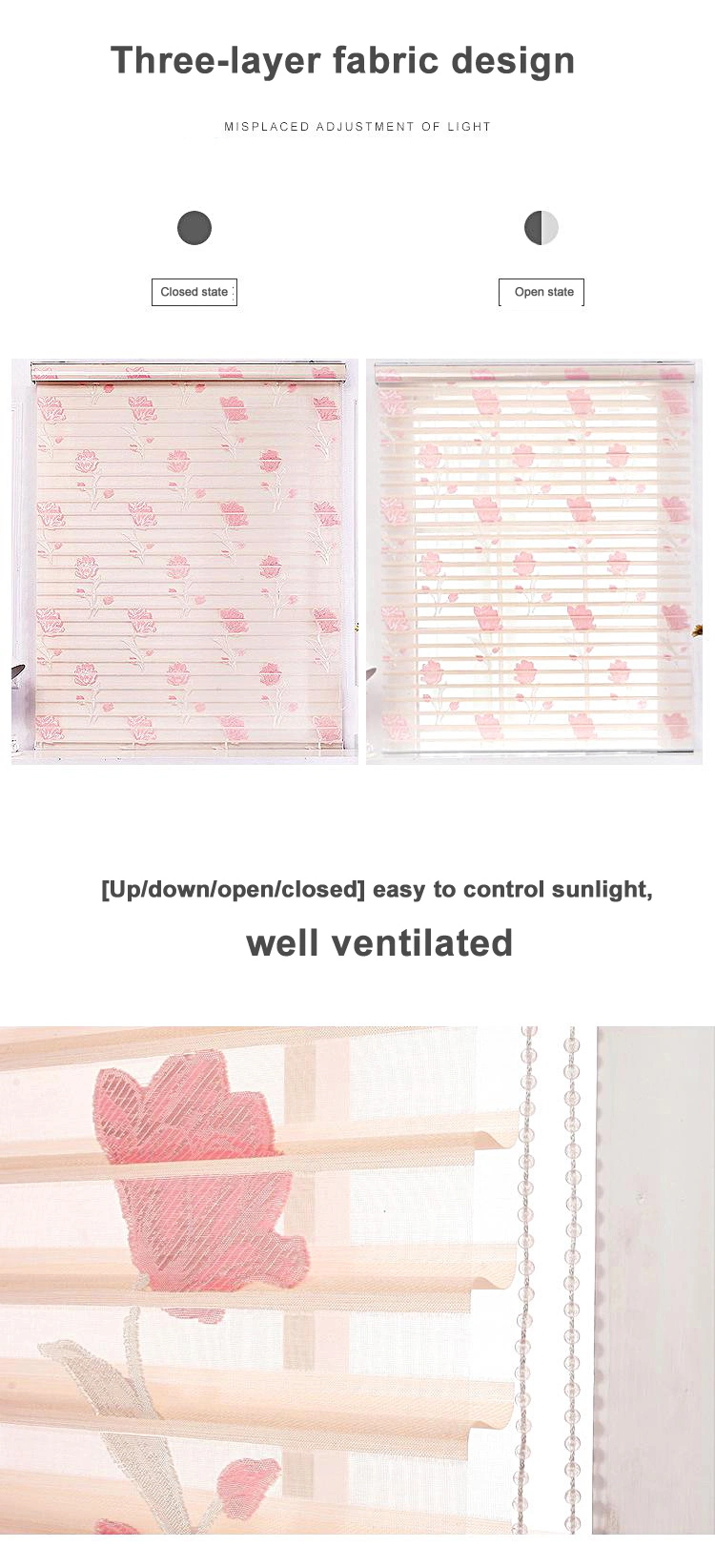 PVC Chain Control Window Shutters Day and Night Roller Blinds