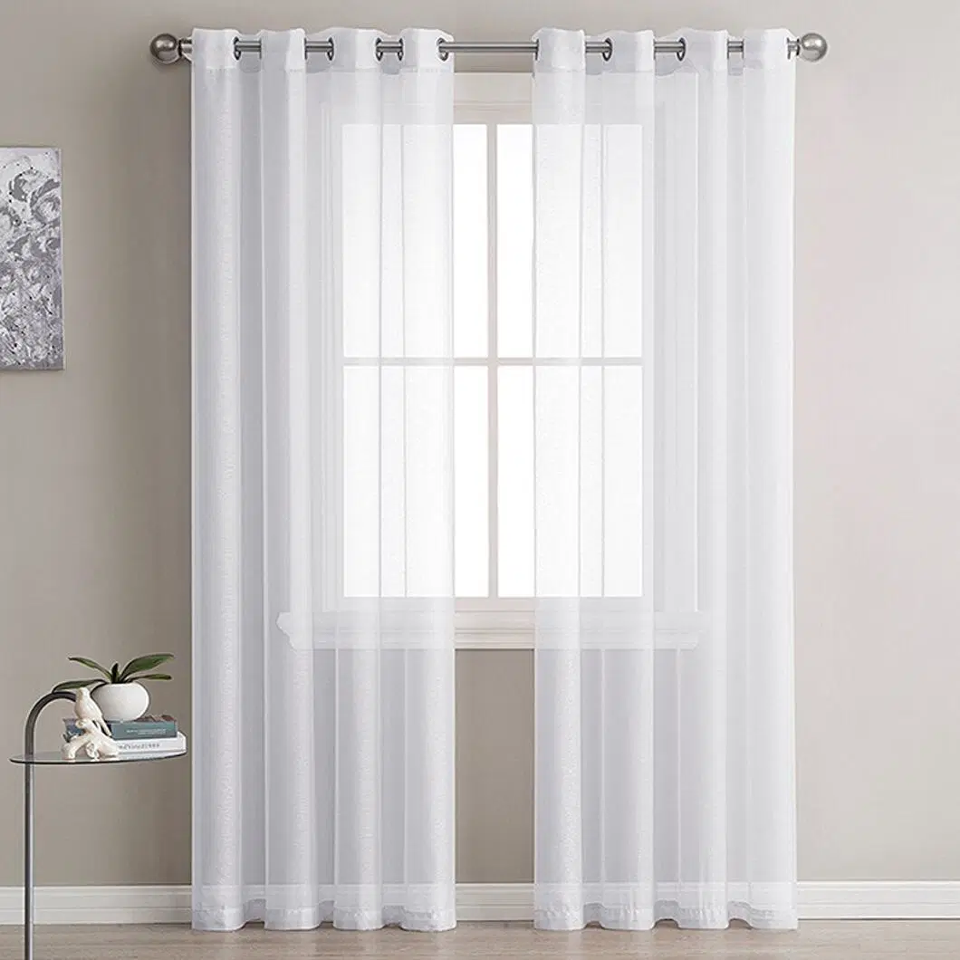 Wholesale White Sheer Tulle Curtain Ready Made Voile Window Curtain for Living Room