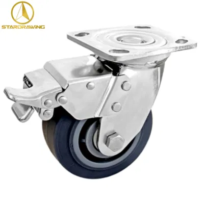 Stardrawing 250kg Swivel TPR Tread Stainless Steel Caster Wheel