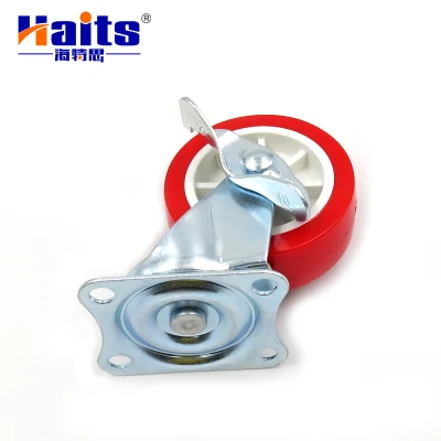 Heavy Duty Industrial Furniture Caster PVC Rubber Side Brake Caster Wheel