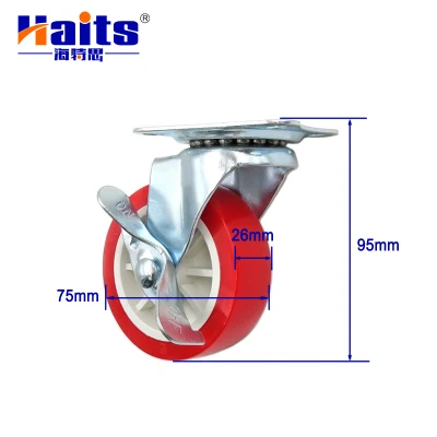 Heavy Duty Industrial Furniture Caster PVC Rubber Side Brake Caster Wheel