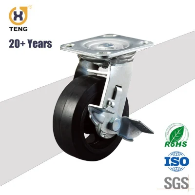 Factory Heavy Duty Industrial Caster 6 Inch Plate White Nylon Trolley Castor Wheel with Brake