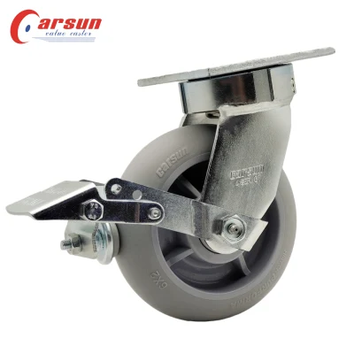 Industrial Castors 3/4/5/6/8 Inch Thermoplastic Rubber Wheels Casters Grey TPR Casters