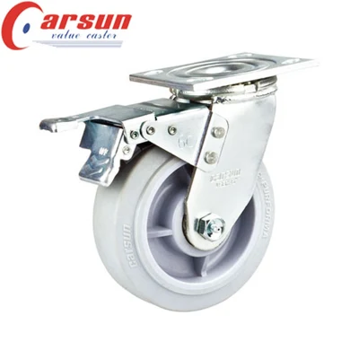 Industrial Castors 3/4/5/6/8 Inch Thermoplastic Rubber Wheels Casters Grey TPR Casters