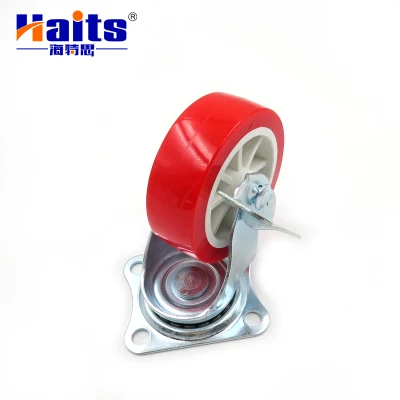 Heavy Duty Industrial Furniture Caster PVC Rubber Side Brake Caster Wheel