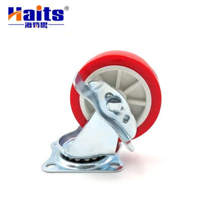 Heavy Duty Industrial Furniture Caster PVC Rubber Side Brake Caster Wheel