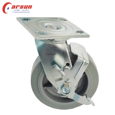 Industrial Castors 3/4/5/6/8 Inch Thermoplastic Rubber Wheels Casters Grey TPR Casters