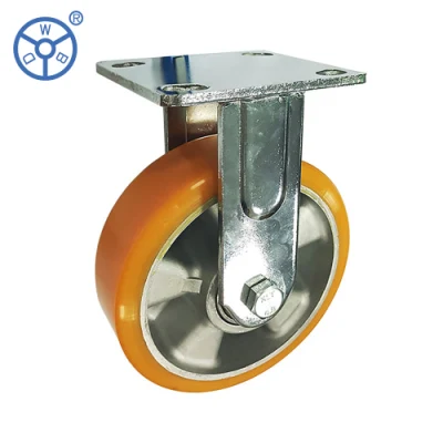 Wbd Heavy Duty Industrial Aluminum Wheel Polyurethane Fixed Caster Wheels 4 5 6 8 Inch Poliuretano De Rueda PU Castor Wheel for Trolley