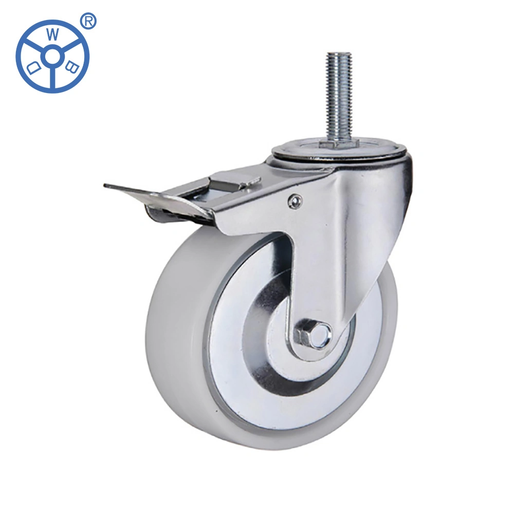 Wbd Manufacturer Industrial 100 mm 125 mm 6 Inch Castor White PP Plastic 5&quot; Locking Caster Wheels